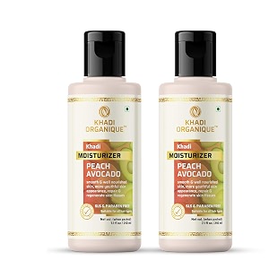 khadi organique peach avacado mosturizer for dry skin pack of 2 parabeen free 420 ml