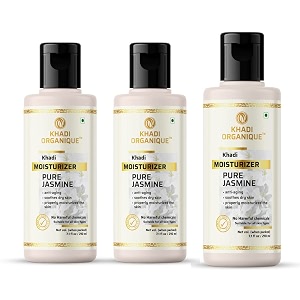 khadi organique jasmine moisturizer for skin brightening hydrating amp pigmentation  anti-blemish amp acne scar removal with essence of natural ingredients  210ml pack of 3