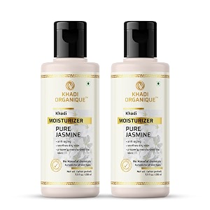 khadi organique jasmine moisturizer for skin brightening hydrating amp pigmentation  anti-blemish amp acne scar removal with essence of natural ingredients  210ml pack of 2