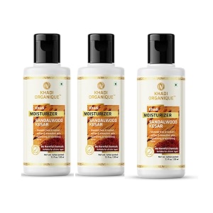 khadi organique sandalwood kesar herbal moisturizer hydrating gel for bright glowing amp clear skin  reduces wrinkles fine lines pigmentation amp dark spots  for all skin types  210ml pack of 3