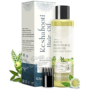 khadi pureus herbals keshabooti amla bhringraj hair oil for controls hairfall promotes hair growth amp strengthening hair with comb applicator 100 ml