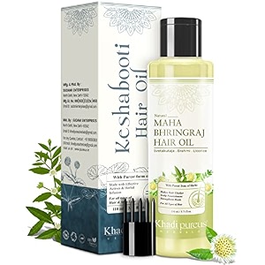 khadi pureus herbals keshabooti maha bhringraj hair oil for healthy hair growth reduce hair fall amp strengthens roots  non sticky amp non greasy natural hair oil  pure herbal scalp massage oil for women amp men with comb applicator 110 ml