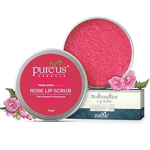 pureus herbals madhuadhar rose lip scrub for lightening brightening  natural lip brightening scrub for exfoliate smoked lips  women amp men 10 gm