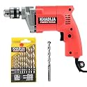 KHADIJA Drill Machine 10mm With Free 13Pcs HSS Drill Bits &amp; 1Pcs Masonary Bit Combo 6 Months Warranty (Red)