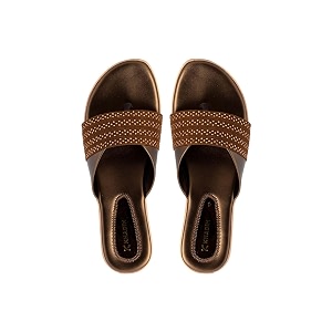 Khadims Synthetic Beige Slip-On Heels For Women