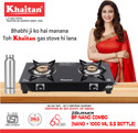 Khaitan 2 Burner Nano Black Premium Glass