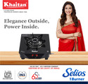 Khaitan Selios 1 Burner Black Toughened Glass
