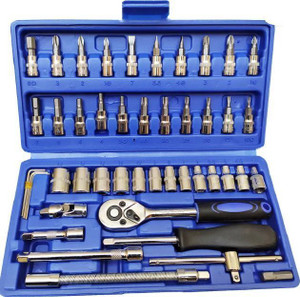 khansaheb 46 in 1 tool kit car repair tools set socket set pack of 46 combination combination screwdriver set