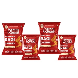 khari foods  ragi chips  50g x 4 healthy snacks combo  gluten free vegan high fibre no palm oil  millet chips made with ragi for nutritious crunchy zero cholesterol snacking