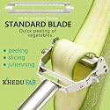 Khedu Fab® 2-in-1 Stainless Steel Vegetable & Fruit Peeler – Julienne & Serrated Blades – Double-Edged Swivel Design for Bidirectional Peeling – Ergonomic Handle – Dishwasher Safe (Pack of 1)