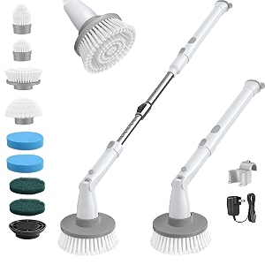 khelfer electric spin scrubber cordless shower scrubber with long handle
