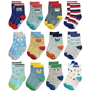 khillayox pure cotton baby socks - cute and colorful anti-skid ankle length printed socks for kids toddlers and newborns - breathable lightweight and ultra soft - pack of 6