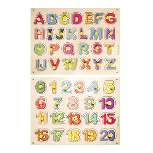 wooden capital alphabet amp counting39s 0 to 20 puzzle board for kids educational learning toy pack of 2