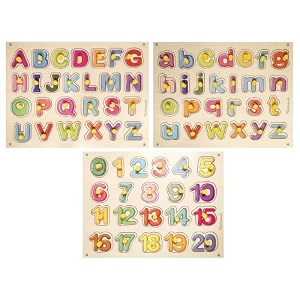 wooden capital alphabet small alphabet amp numbers puzzle board for kids educational learning toy pack of 3