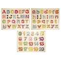 Wooden Capital Alphabet, Small Alphabet &amp; Numbers Puzzle Board for Kids Educational Learning Toy (Pack of 3)