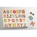 Wooden Capital English A-Z Alphabets | Color Learning Educational Puzzle Board for Kids | Montessori Educational Learning Toy