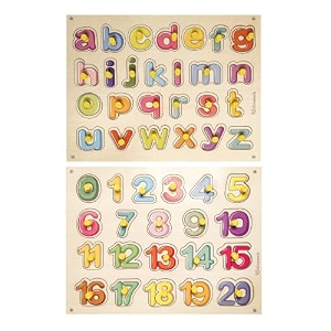 wooden small alphabet amp numbers puzzle board for kids educational learning toy pack of 2