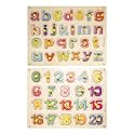 Wooden Small Alphabet &amp; Numbers Puzzle Board for Kids Educational Learning Toy (Pack of 2)
