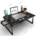 KHODAL ARTH BLACK FLOWER COATED Engineered Wood Study Table (Finish Color - BLACK, Pre-assembled)
