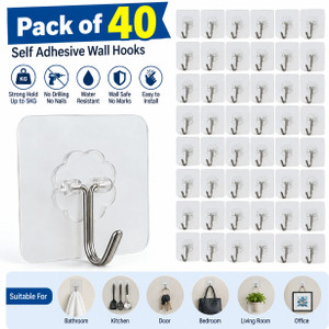 KHODALEWAY Self Adhesive Wall Hooks Strong Waterproof