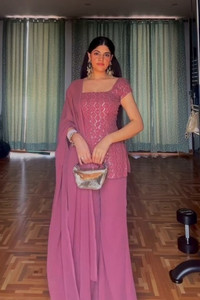 KHODIYAR ENTERPRISE Women Ethnic Top Palazzo Dupatta