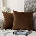 Khooti Velvet Cushion Cover 16x16 Brown Pack