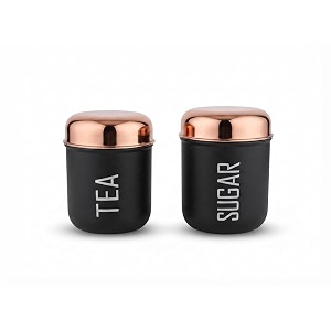 khr stainless steel container set with lid  2 pcs  airtight kitchen storage canisters for tea amp sugar  durable metal food storage containers for kitchen pantry amp countertop organization