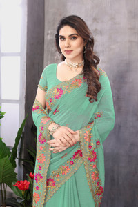 khriti fab unstitched georgette blouse material embroidered
