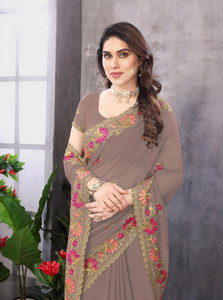 khriti fab unstitched georgette blouse material embroidered
