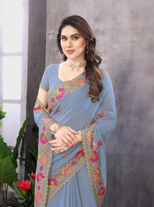 khriti fab georgette embroidered blouse material
