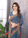 KHRITI FAB Unstitched Georgette Blouse Material Embroidered