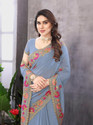 KHRITI FAB Georgette Embroidered Blouse Material