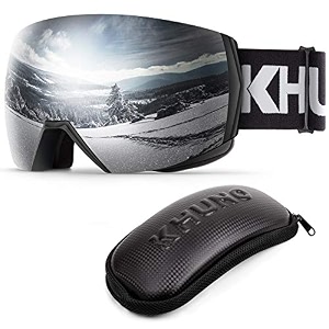khuno jaeger ski goggles - ski amp snowboard goggles with premium toric mag-lens system amp otg design black