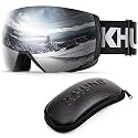 KHUNO Jaeger Ski Goggles - Ski & Snowboard Goggles with Premium Toric Mag-Lens System & OTG Design, Black