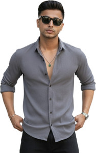 Khushi Creation Men Solid Casual Grey Shirt
