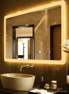 khushi decors 03 triple light led mirror as1 bathroom mirror semi curved finish  polished