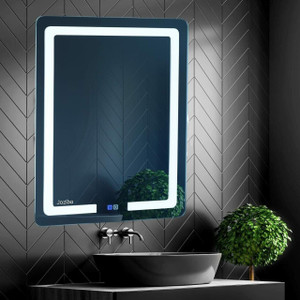 khushi decors 18x24 inch led wall mirror glass with touch sensor lights for home decor hs9 bathroom mirror floral finish  polished