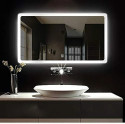 Khushi Decors 18x24 Inch LED Wall Mirror Glass with Touch Sensor Lights for Home Decor HS18 Bathroom Mirror (Heart Finish : Polished)
