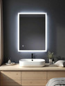 Khushi Decors 18x24 Inch LED Wall Mirror Glass with Touch Sensor Lights for Home Decor HS12 Bathroom Mirror (Nature Finish : Polished)
