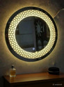 Khushi Decors 3D Designed Wall Mount Round Blue LED Mirror Light with Sensor (Size: 21"x21") Bathroom Mirror (Circular Finish : Polished)