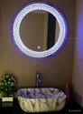 Khushi Decors 3D Round LED Wall With Sensor (Size: 24 x 24) Bathroom Mirror (God Finish : Polished)