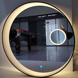 led mirror glass for bathroom wall - decorative home decor mirror for bedroom living room hall makeup room washbasin 24x24 inch round ts11