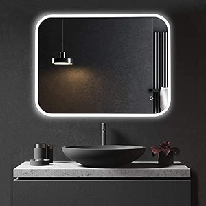 khushi decors led mirror glass for bathroom wall - decorative home decor mirror for bedroom living room hall makeup room washbasin 18x24 inch rectangle ts1