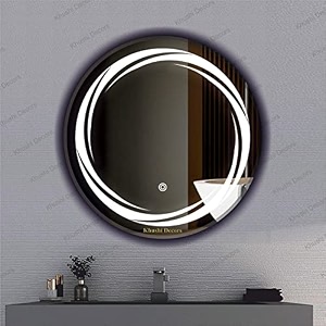 led mirror glass for bathroom wall - decorative home decor mirror for bedroom living room hall makeup room washbasin 24x24 inch round ts4
