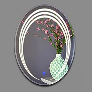 led mirror glass for bathroom wall - decorative home decor mirror for bedroom living room hall makeup room washbasin 18x24 inch oval ts3