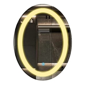khushi decors led mirror glass for bathroom wall - decorative home decor mirror for bedroom living room hall makeup room washbasin 12x18 inch oval ts3