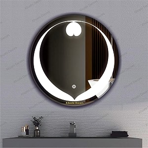 led mirror glass for bathroom wall - decorative home decor mirror for bedroom living room hall makeup room washbasin 24x24 inch round ts6