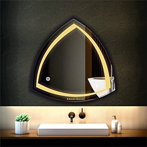 led mirror glass for bathroom wall - decorative home decor mirror for bedroom living room hall makeup room washbasin 21x21 inch round ts14