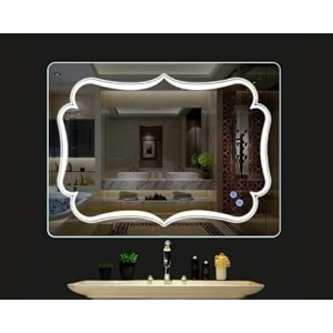 led mirror glass for bathroom wall - decorative home decor mirror for bedroom living room hall makeup room washbasin 18x24 inch rectangle ts5