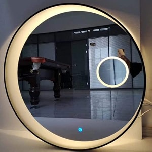 led mirror glass for bathroom wall - decorative home decor mirror for bedroom living room hall makeup room washbasin 21x21 inch round ts2